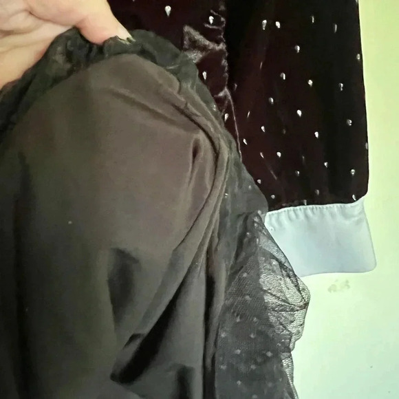 Black Velvet Wednesday‎ Dress Long Sleeves Witchy Size Medium - Picture 11 of 13